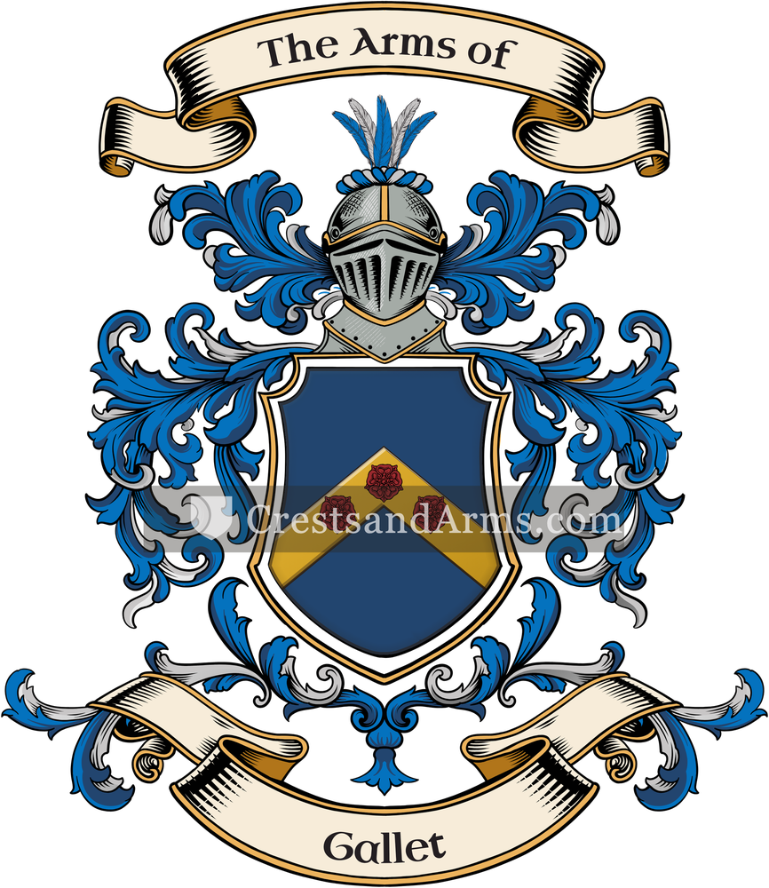 The Gallet coat of arms, drawn from the recorded blazon
