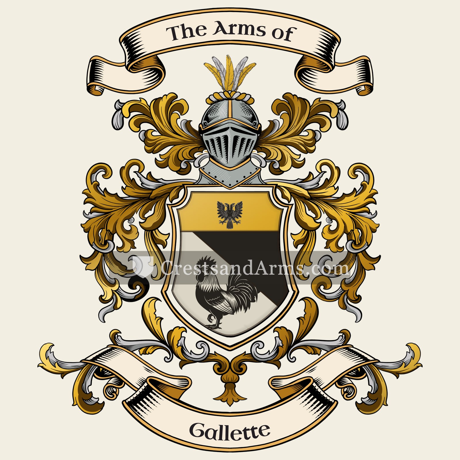 The Gallette coat of arms, drawn from the recorded blazon