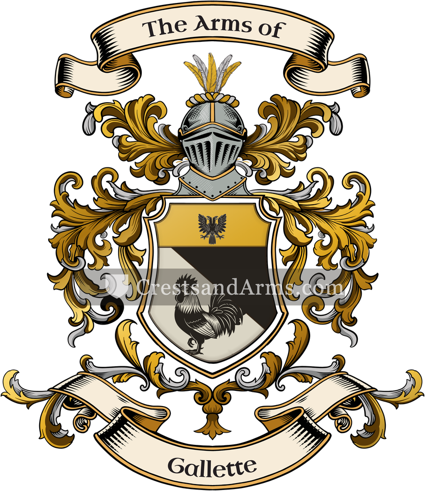 The Gallette coat of arms, drawn from the recorded blazon
