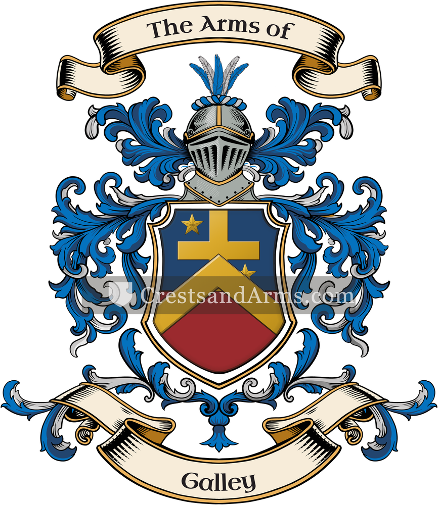 The Galley coat of arms, drawn from the recorded blazon
