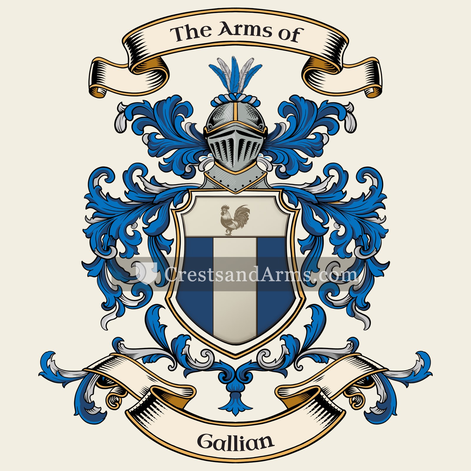 The Gallian coat of arms, drawn from the recorded blazon