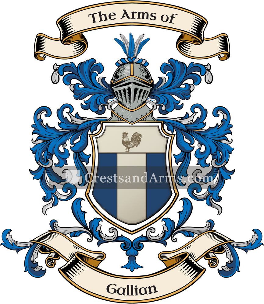 The Gallian coat of arms, drawn from the recorded blazon
