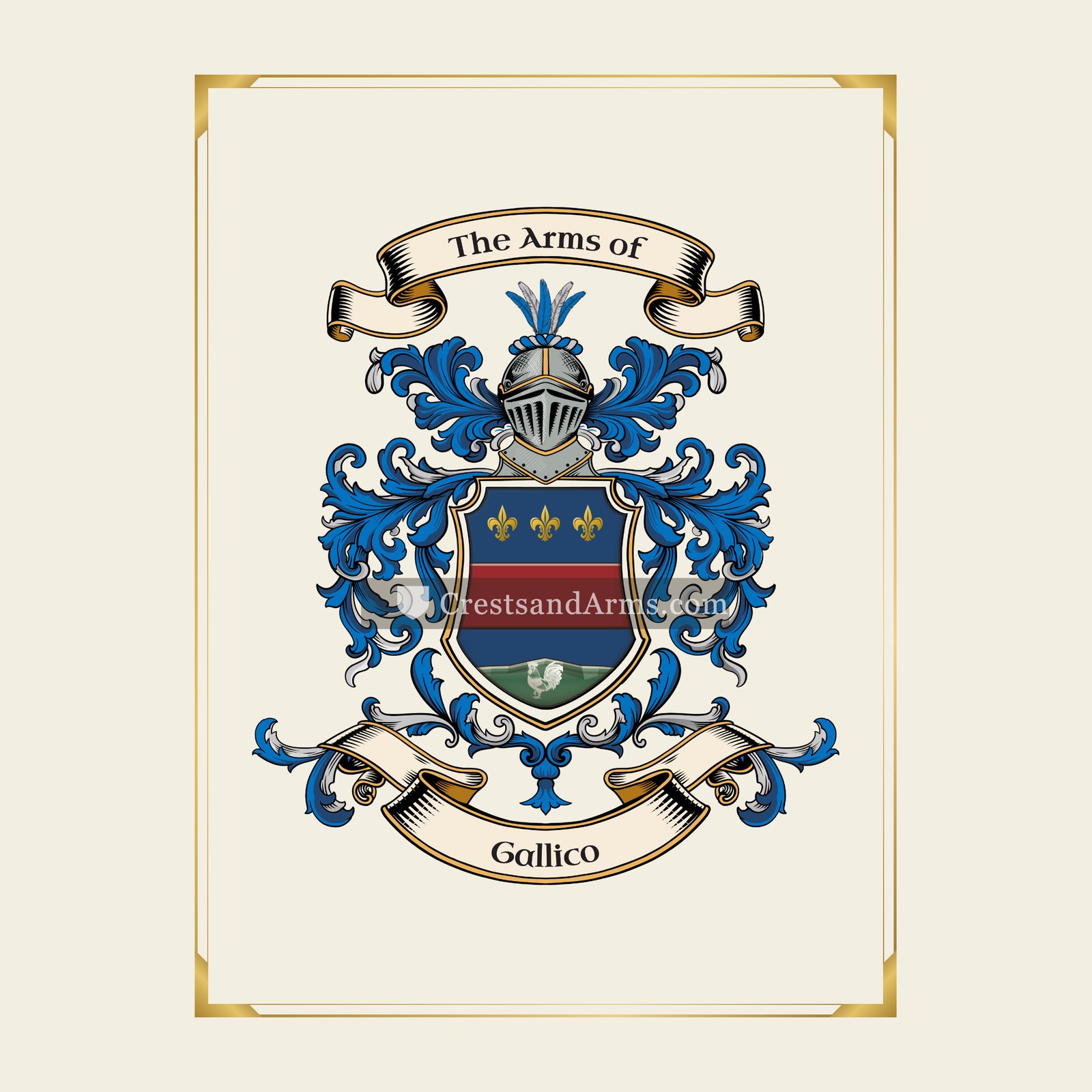 With gold border