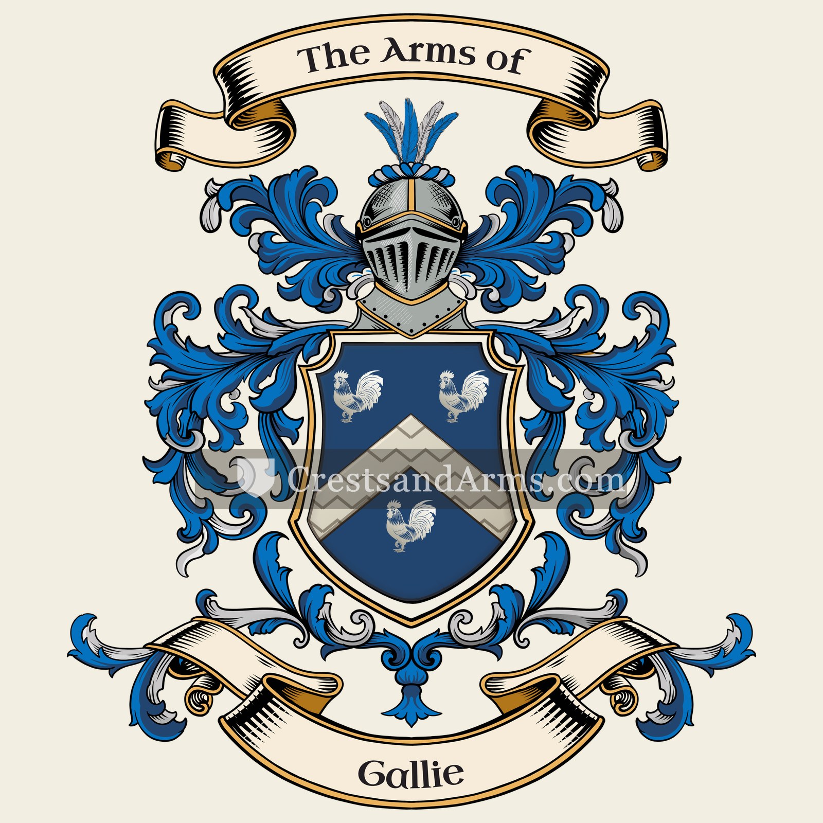 The Gallie coat of arms, drawn from the recorded blazon