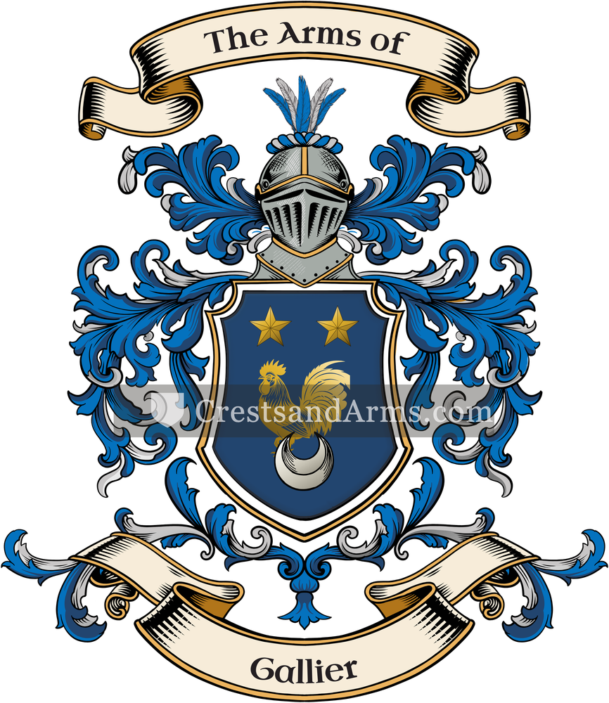 The Gallier coat of arms, drawn from the recorded blazon