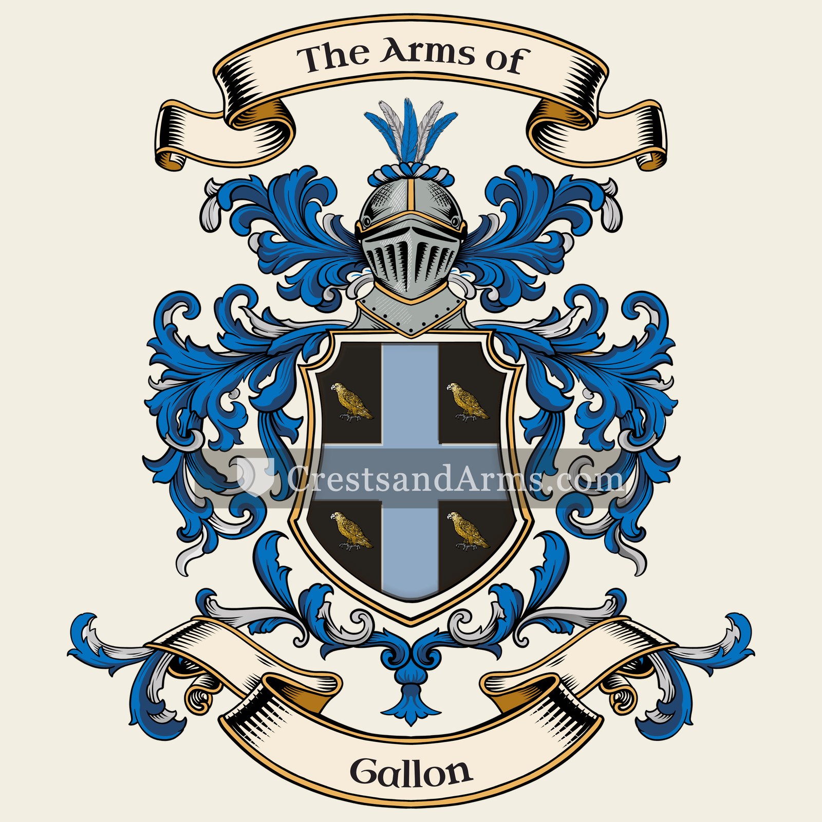 The Gallon coat of arms, drawn from the recorded blazon