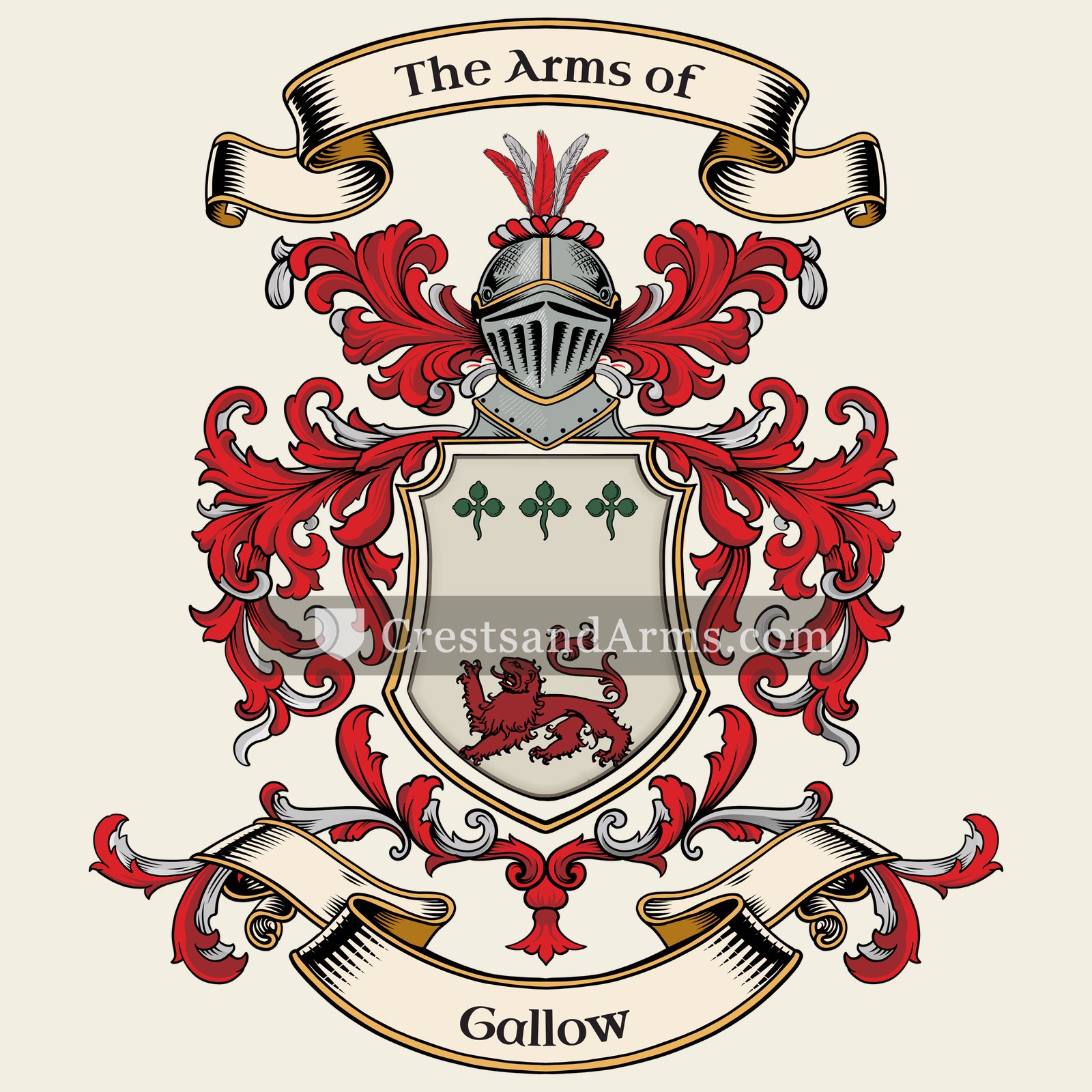 The Gallow coat of arms, drawn from the recorded blazon