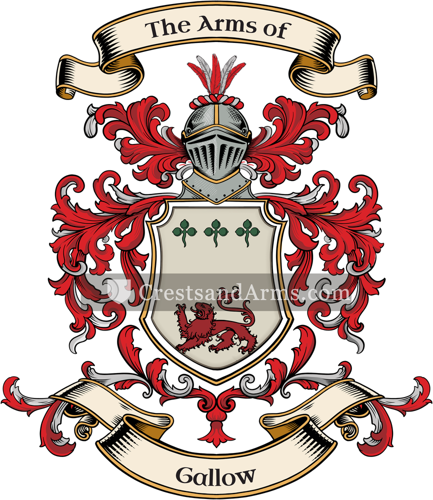 The Gallow coat of arms, drawn from the recorded blazon