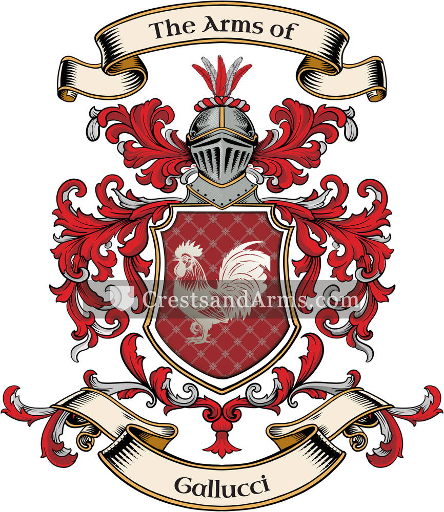 The Gallucci coat of arms, drawn from the recorded blazon