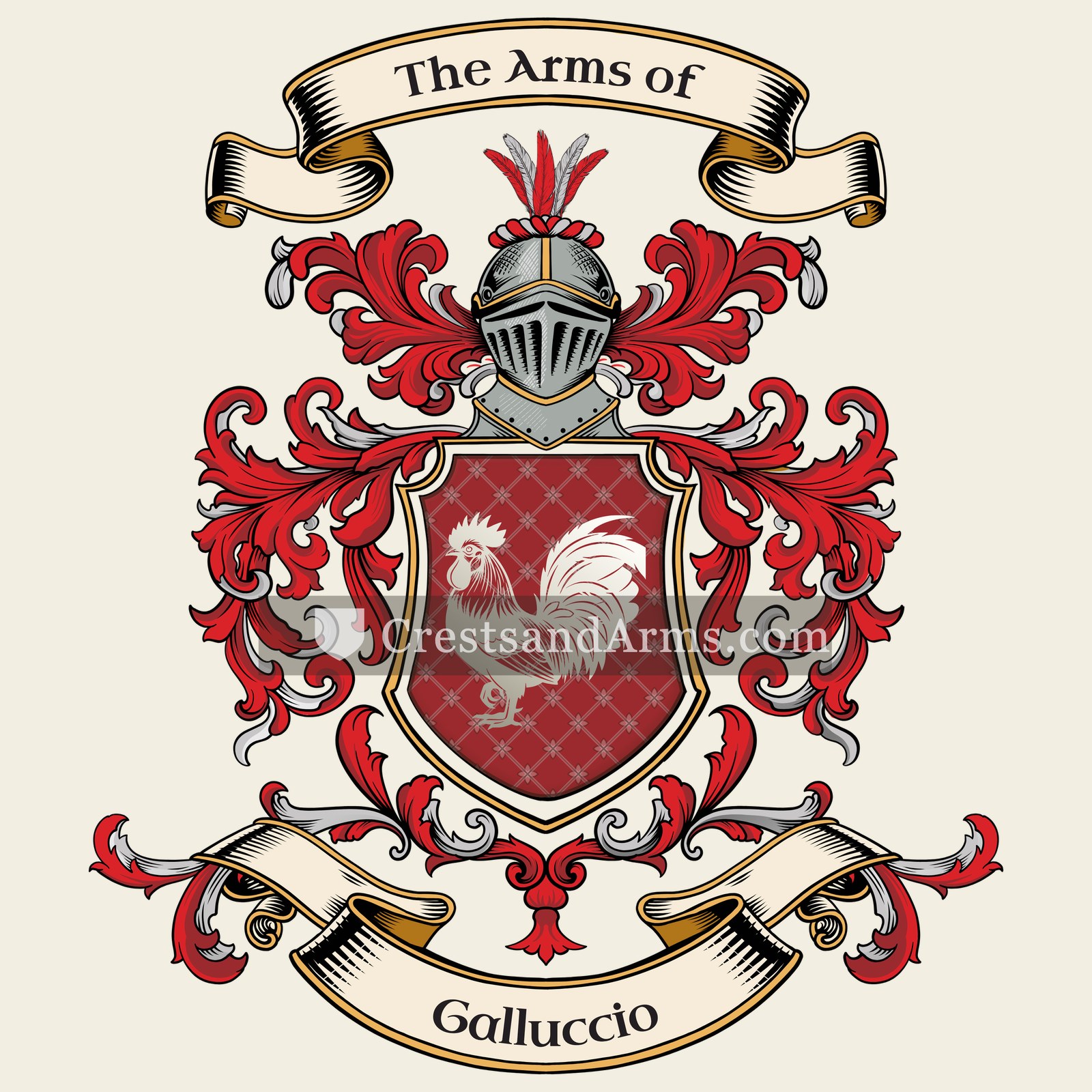 The Galluccio coat of arms, drawn from the recorded blazon
