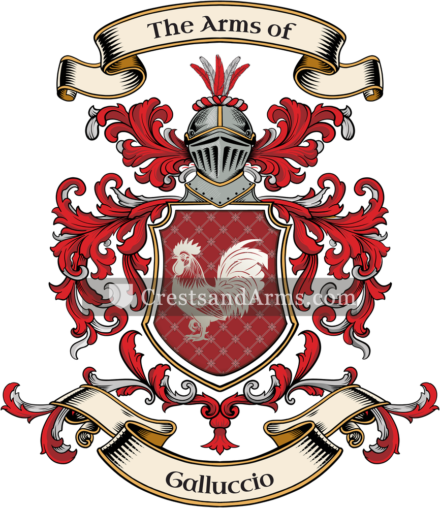 The Galluccio coat of arms, drawn from the recorded blazon