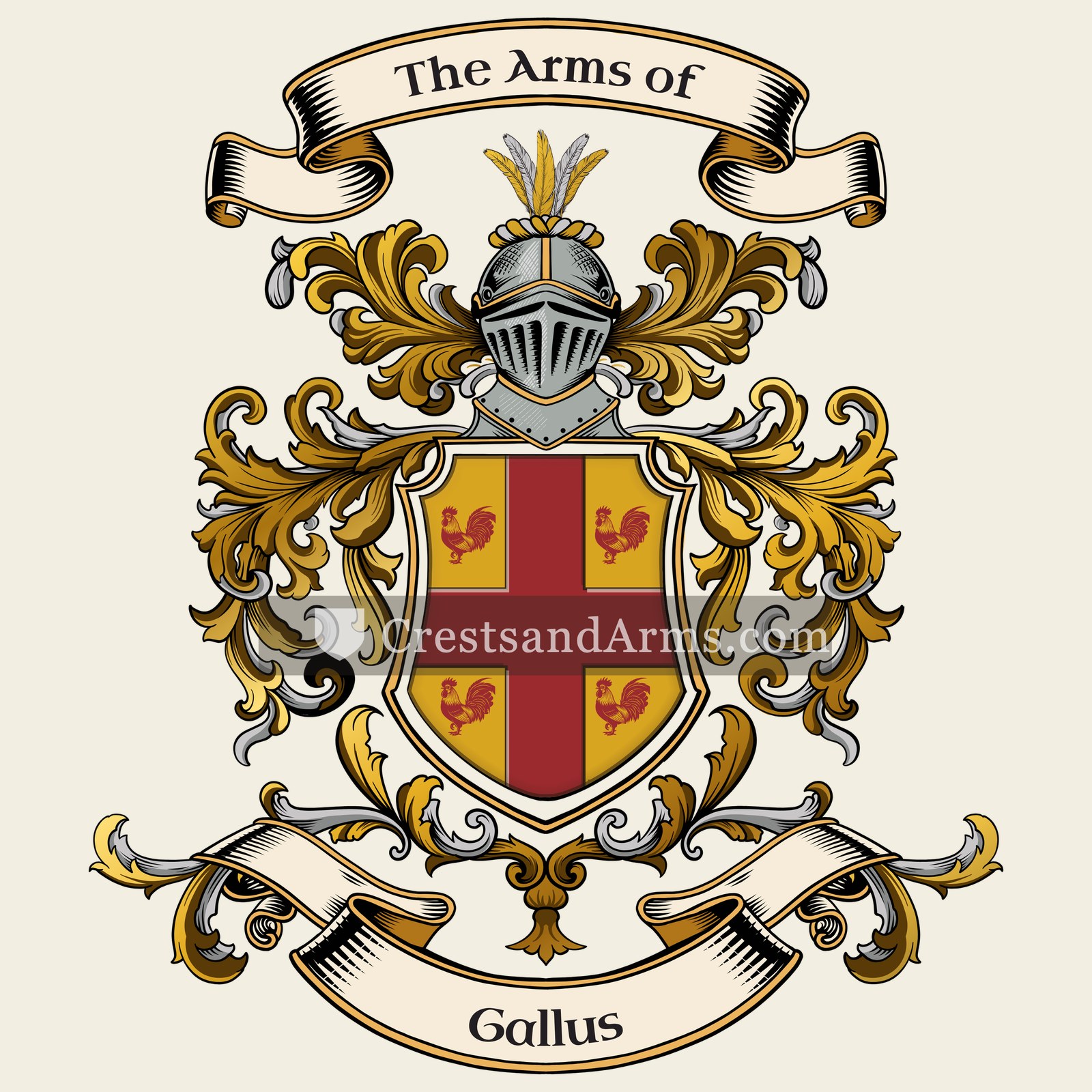 The Gallus coat of arms, drawn from the recorded blazon