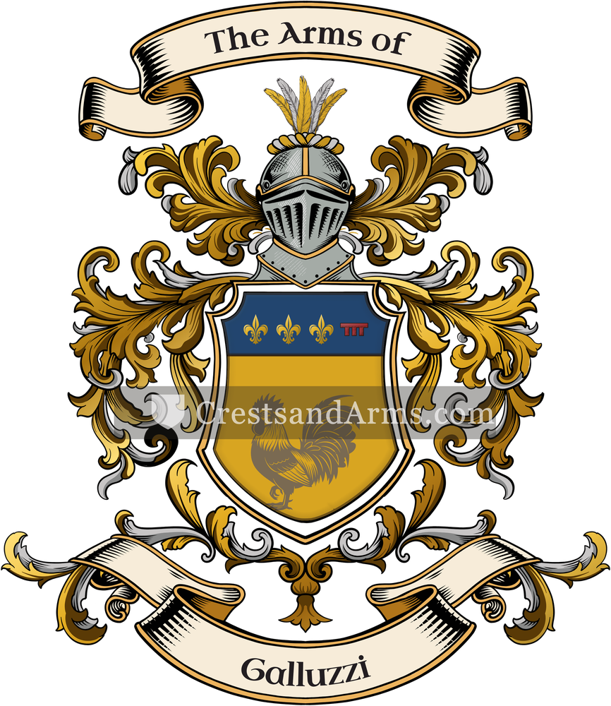 The Galluzzi coat of arms, drawn from the recorded blazon