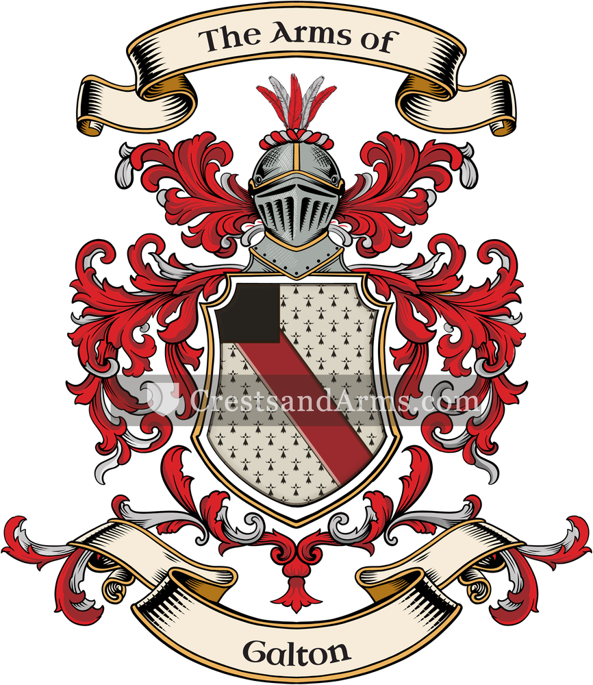 The Galton coat of arms, drawn from the recorded blazon