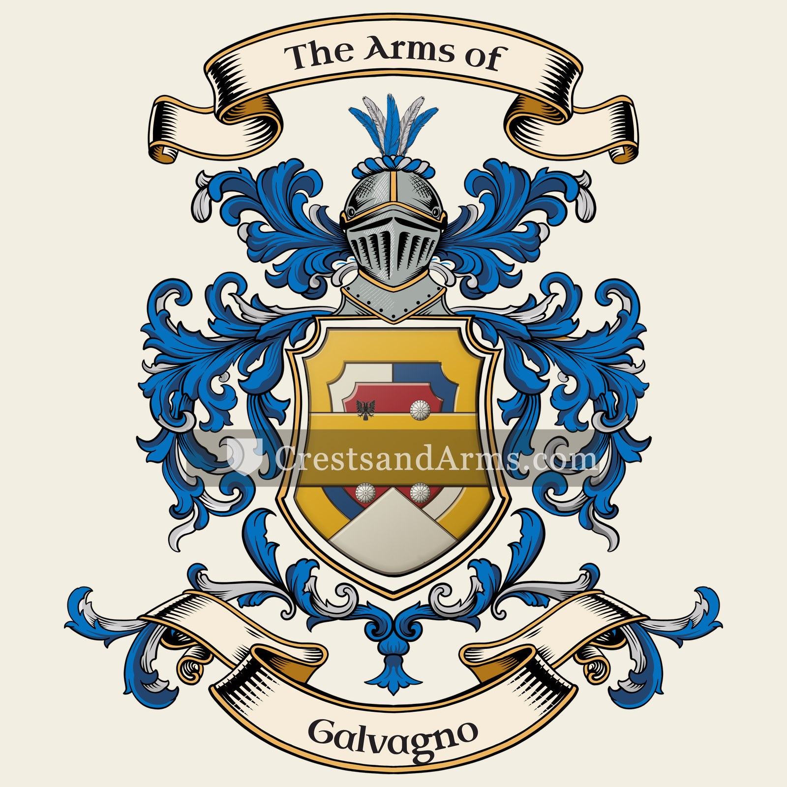 The Galvagno coat of arms, drawn from the recorded blazon