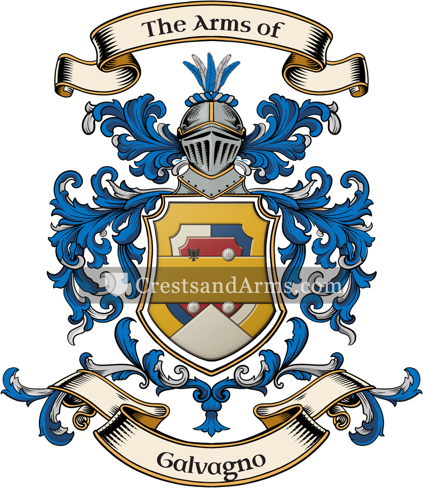 The Galvagno coat of arms, drawn from the recorded blazon