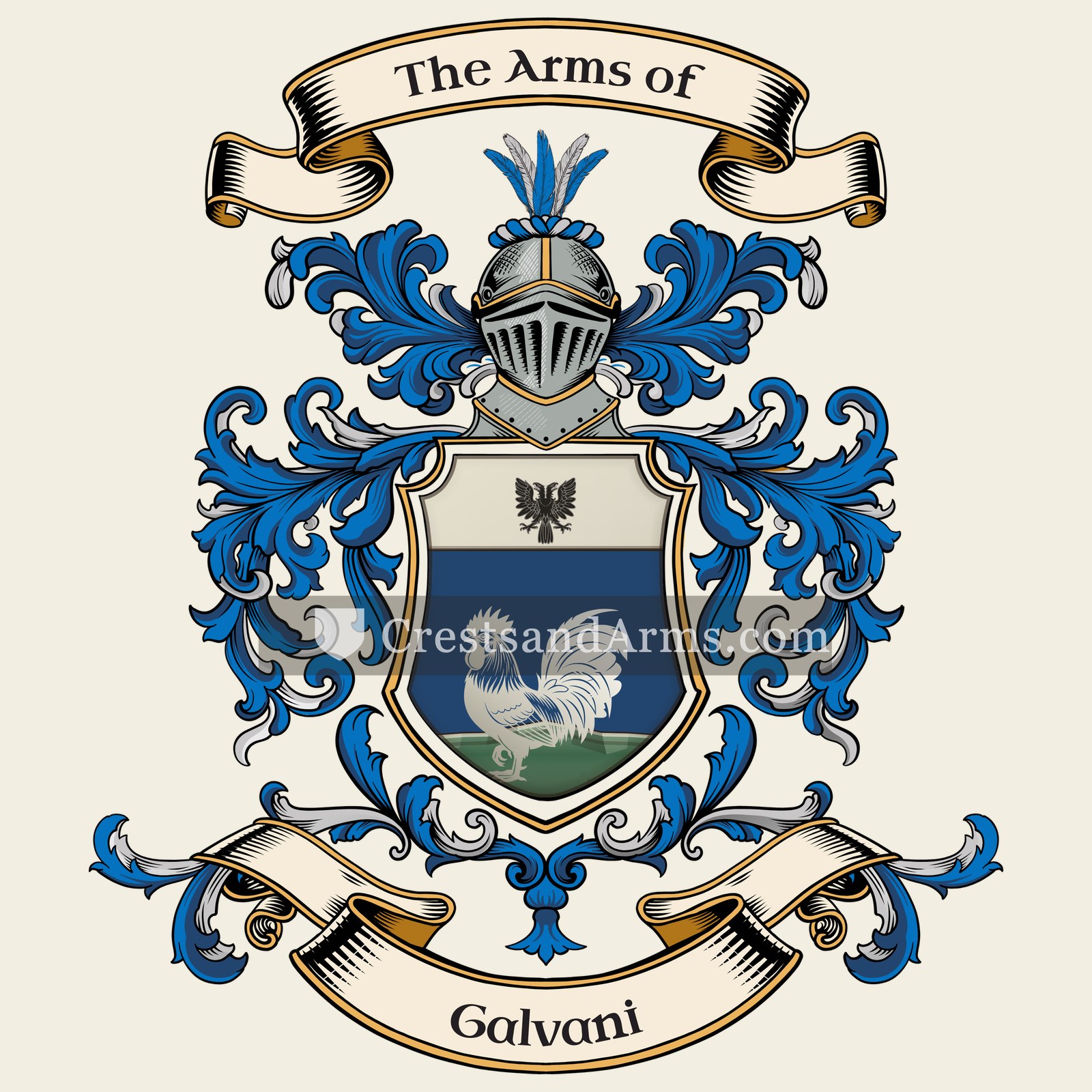 The Galvani coat of arms, drawn from the recorded blazon