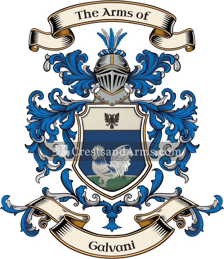The Galvani coat of arms, drawn from the recorded blazon
