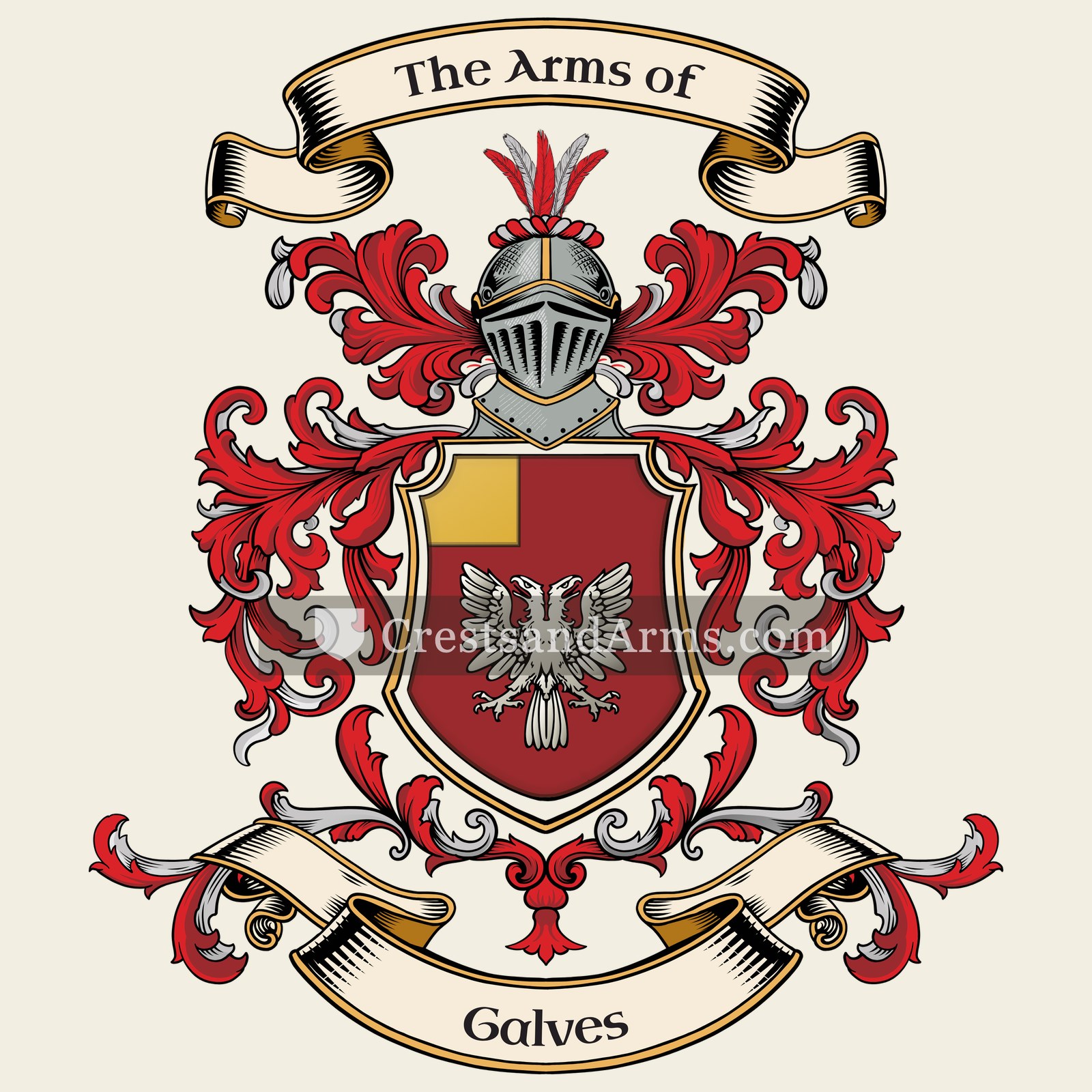 The Galves coat of arms, drawn from the recorded blazon
