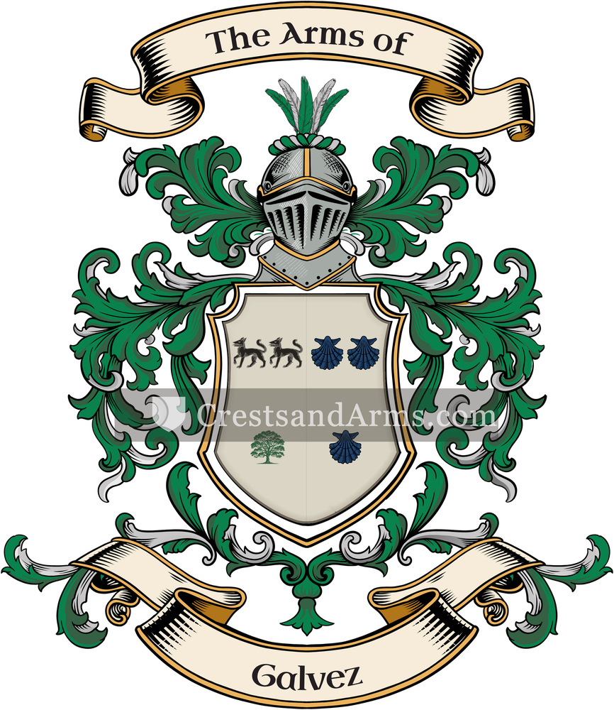 The Galvez coat of arms, drawn from the recorded blazon