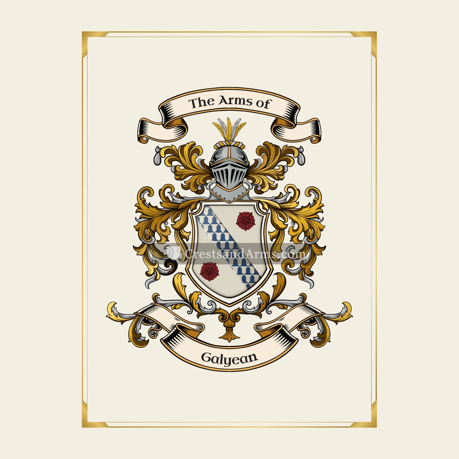 With gold border