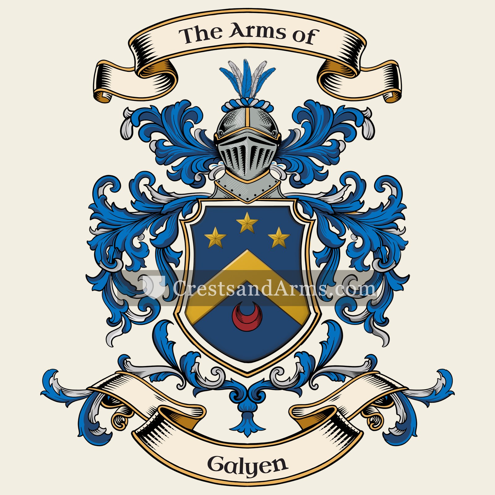 The Galyen coat of arms, drawn from the recorded blazon