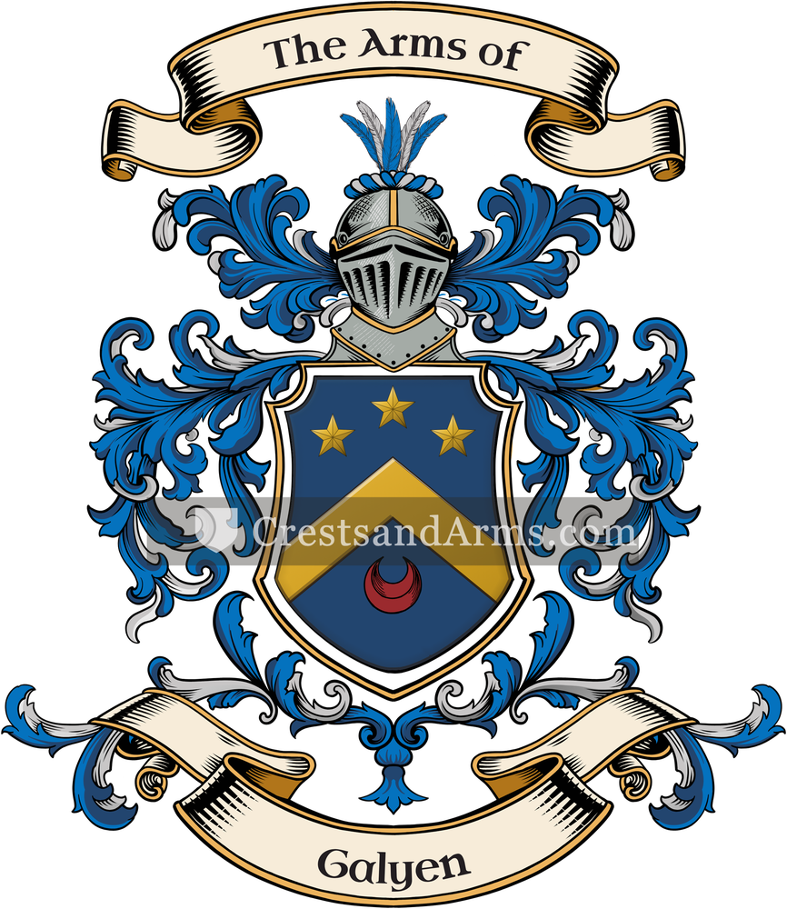 The Galyen coat of arms, drawn from the recorded blazon