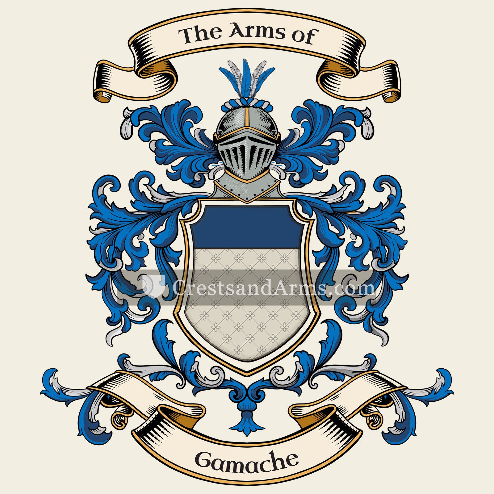 The Gamache coat of arms, drawn from the recorded blazon