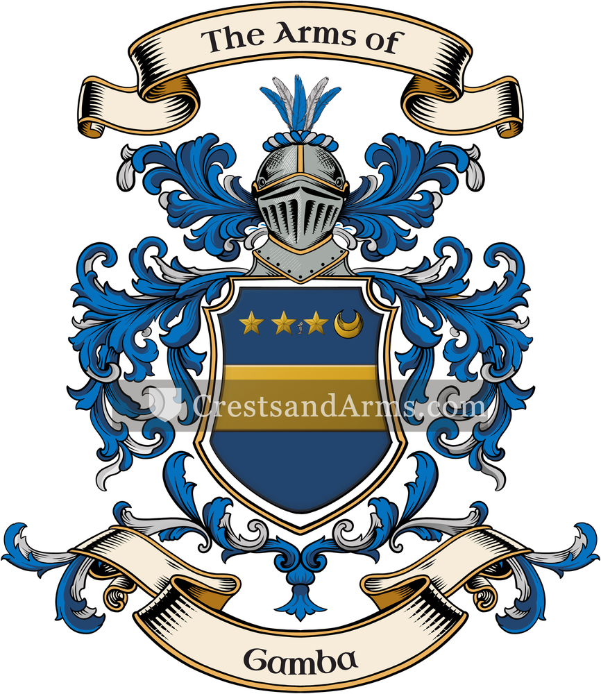 The Gamba coat of arms, drawn from the recorded blazon