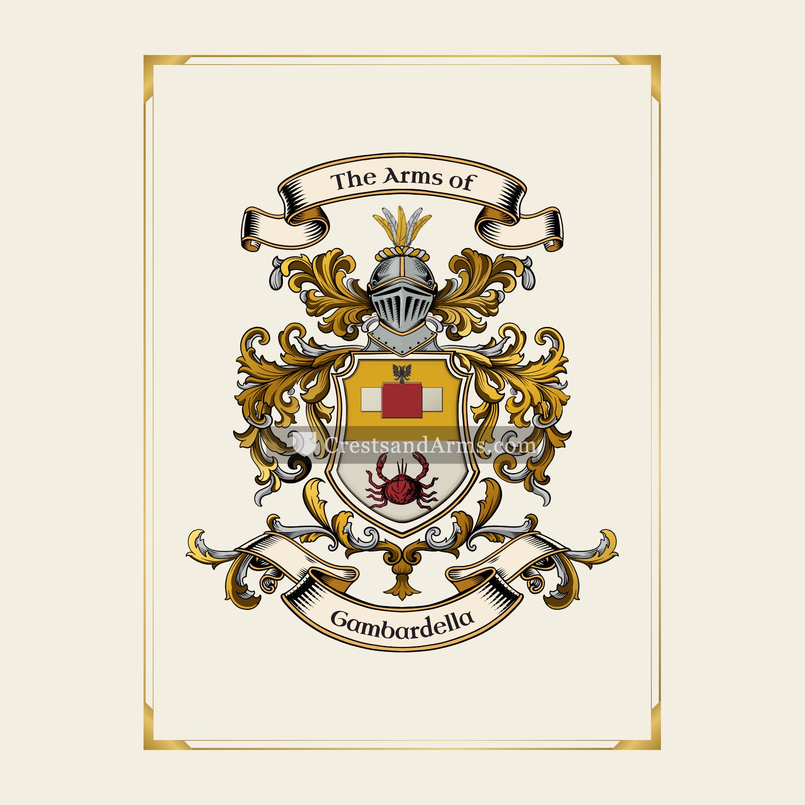 With gold border