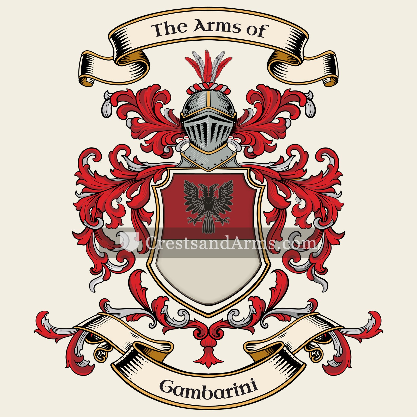 The Gambarini coat of arms, drawn from the recorded blazon