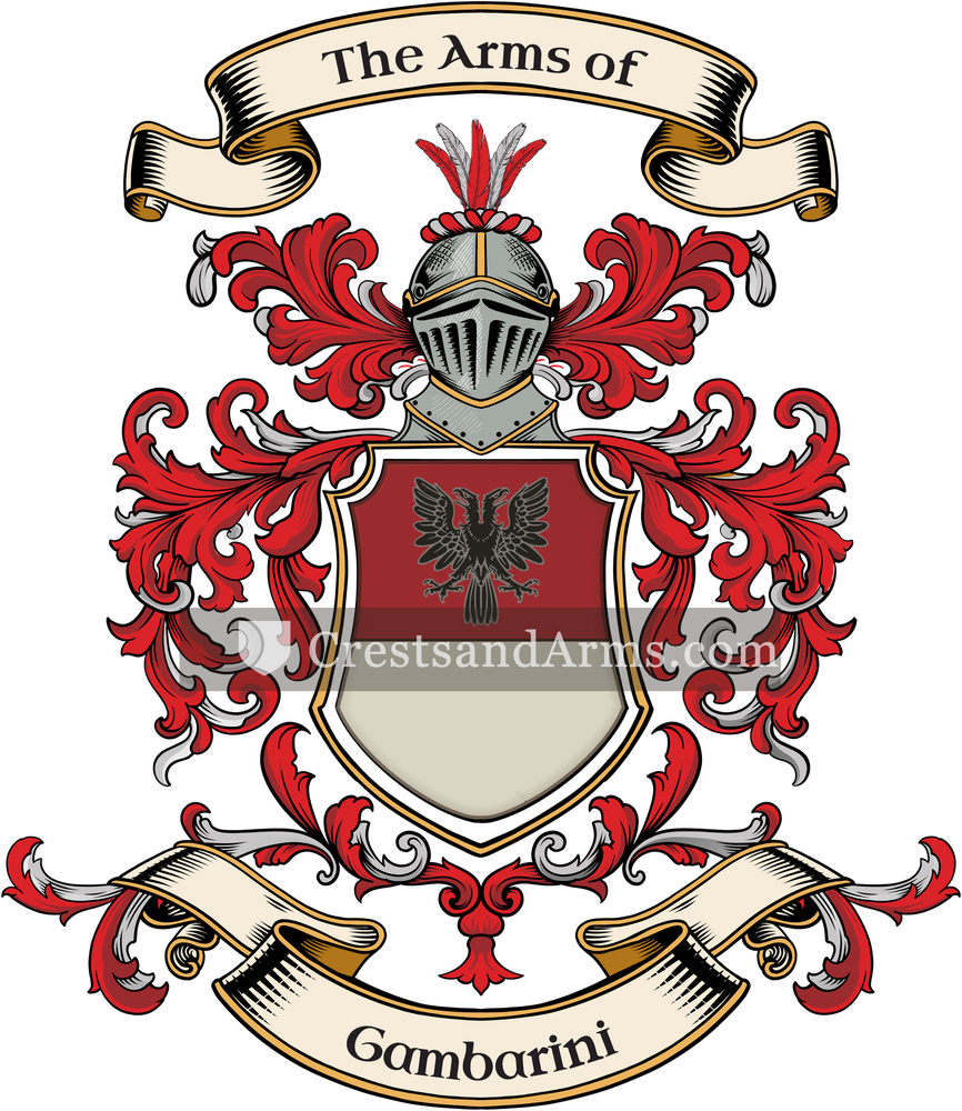 The Gambarini coat of arms, drawn from the recorded blazon