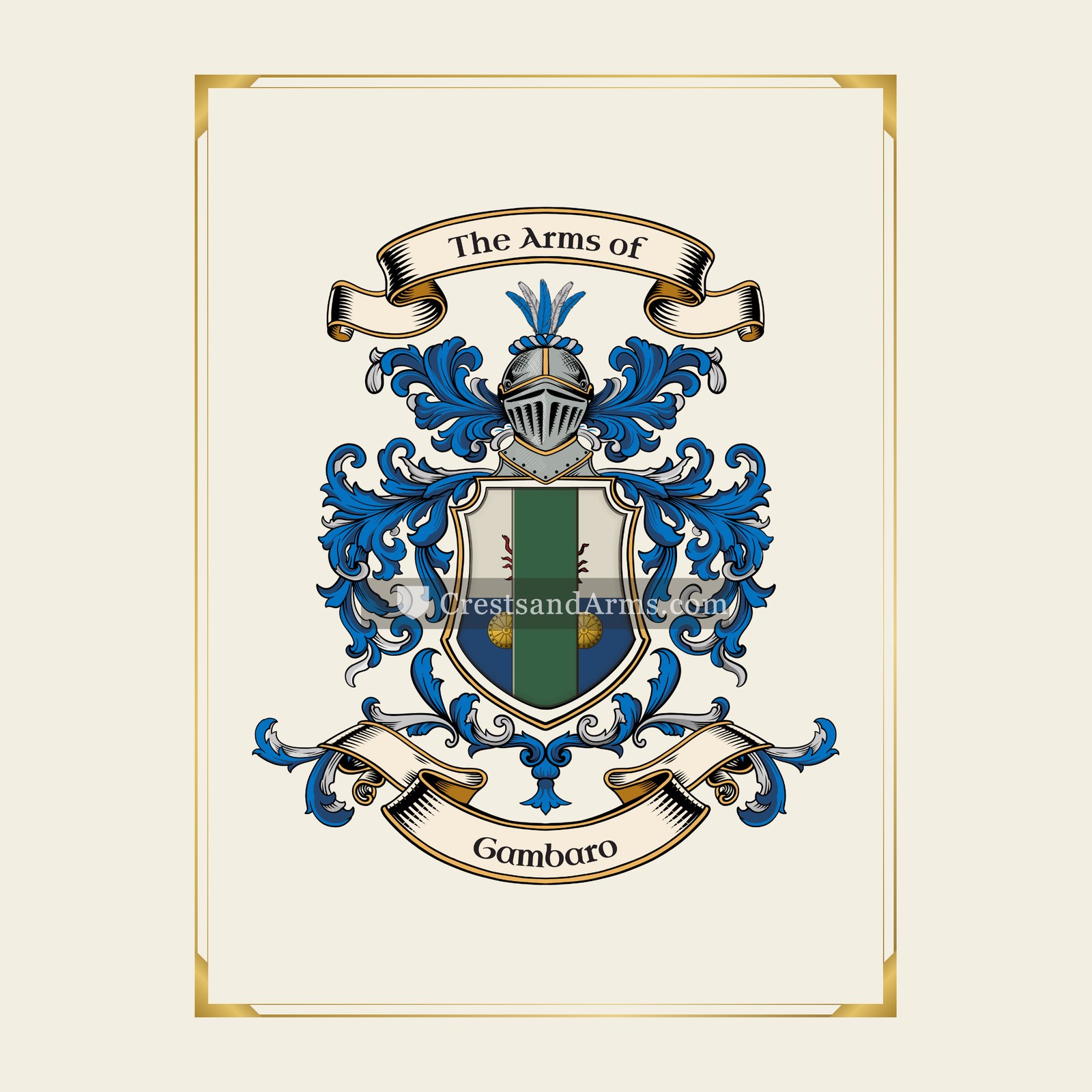 With gold border