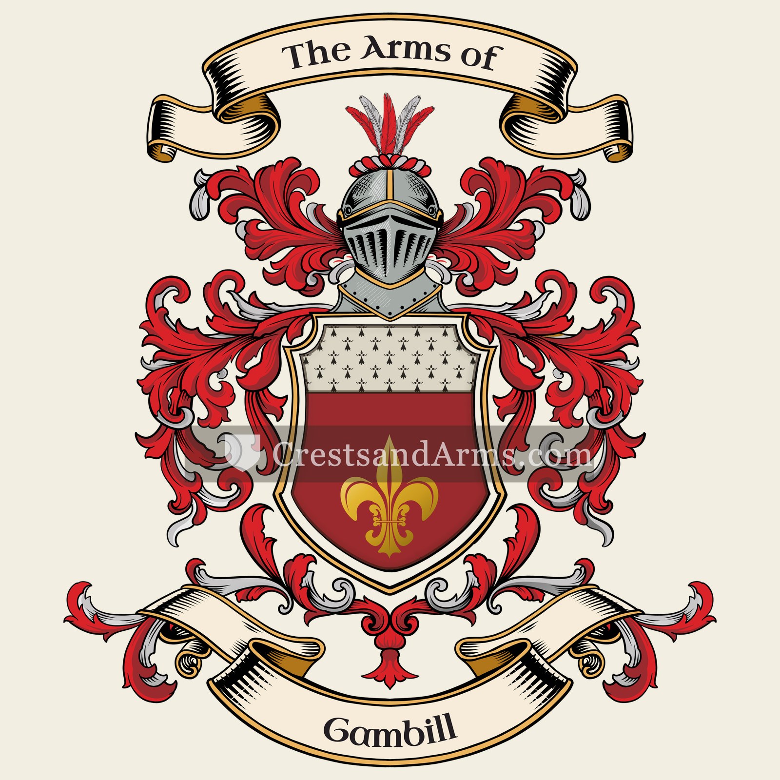 The Gambill coat of arms, drawn from the recorded blazon