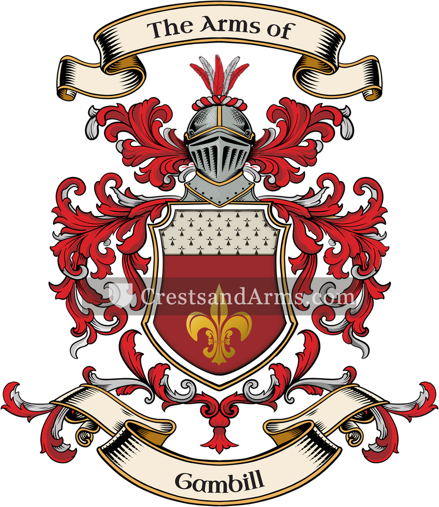 The Gambill coat of arms, drawn from the recorded blazon