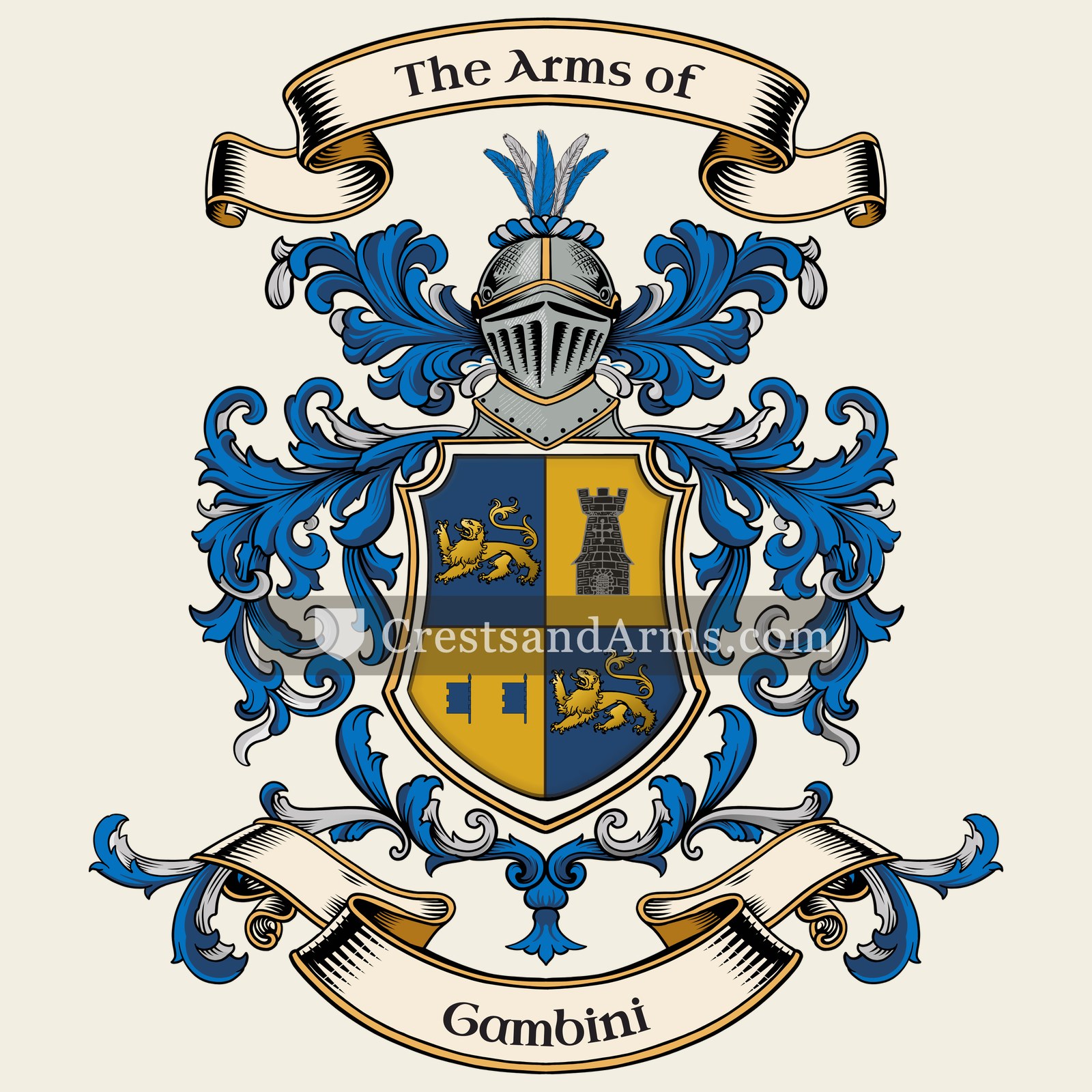 The Gambini coat of arms, drawn from the recorded blazon