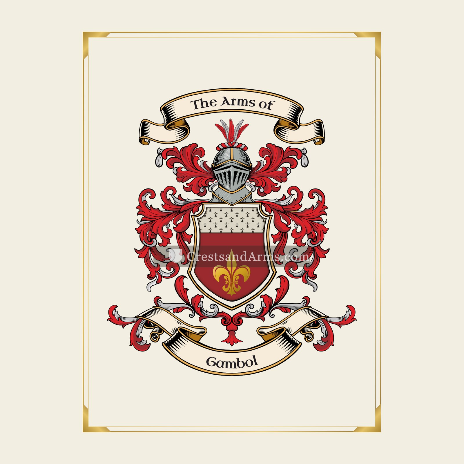 With gold border
