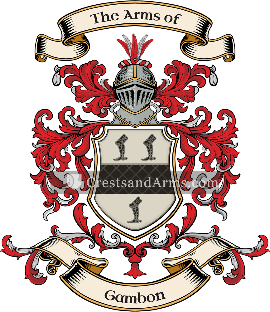 The Gambon coat of arms, drawn from the recorded blazon