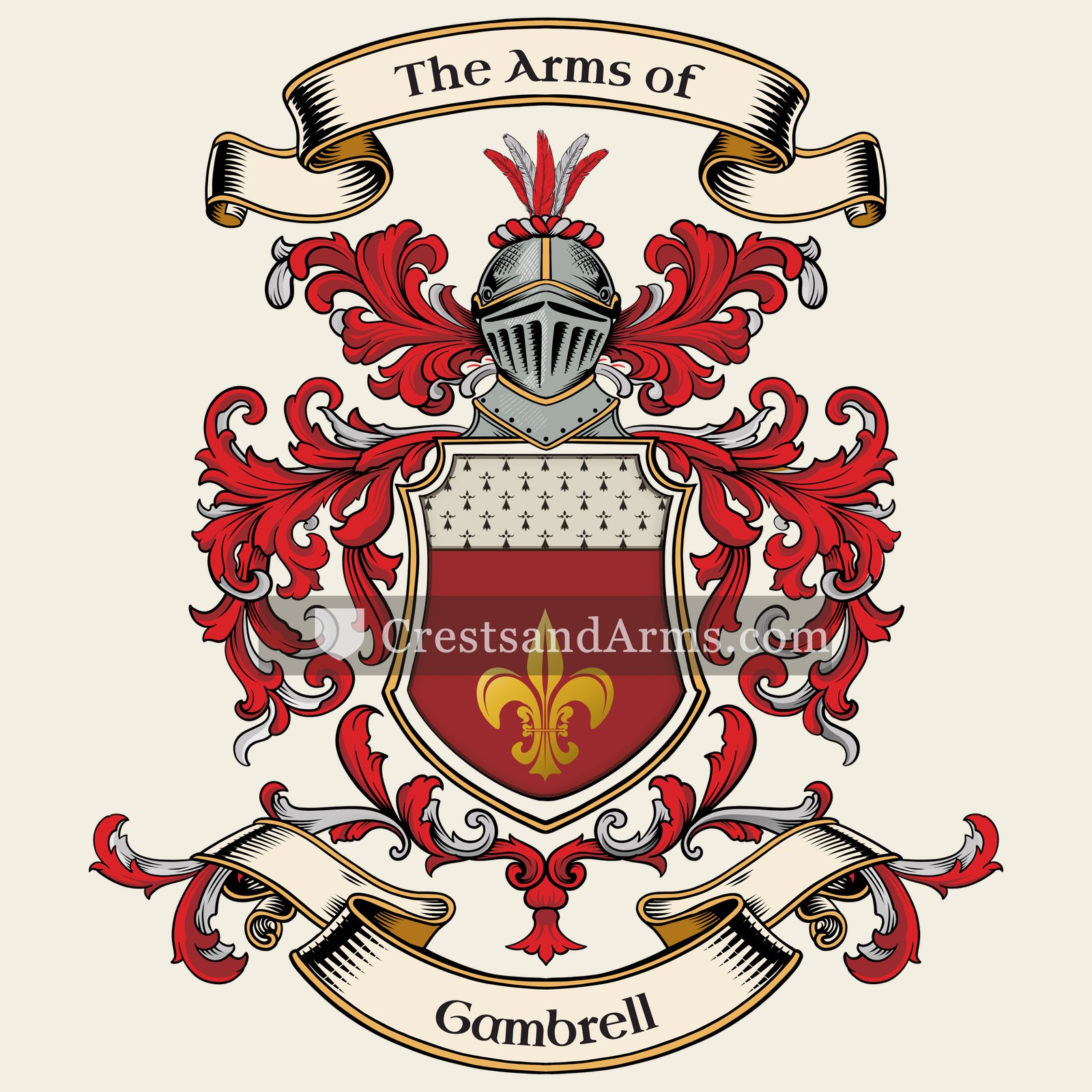 The Gambrell coat of arms, drawn from the recorded blazon