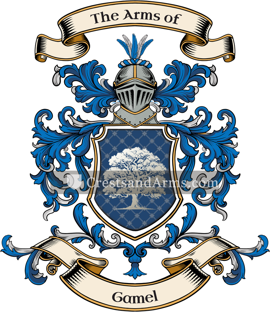 The Gamel coat of arms, drawn from the recorded blazon