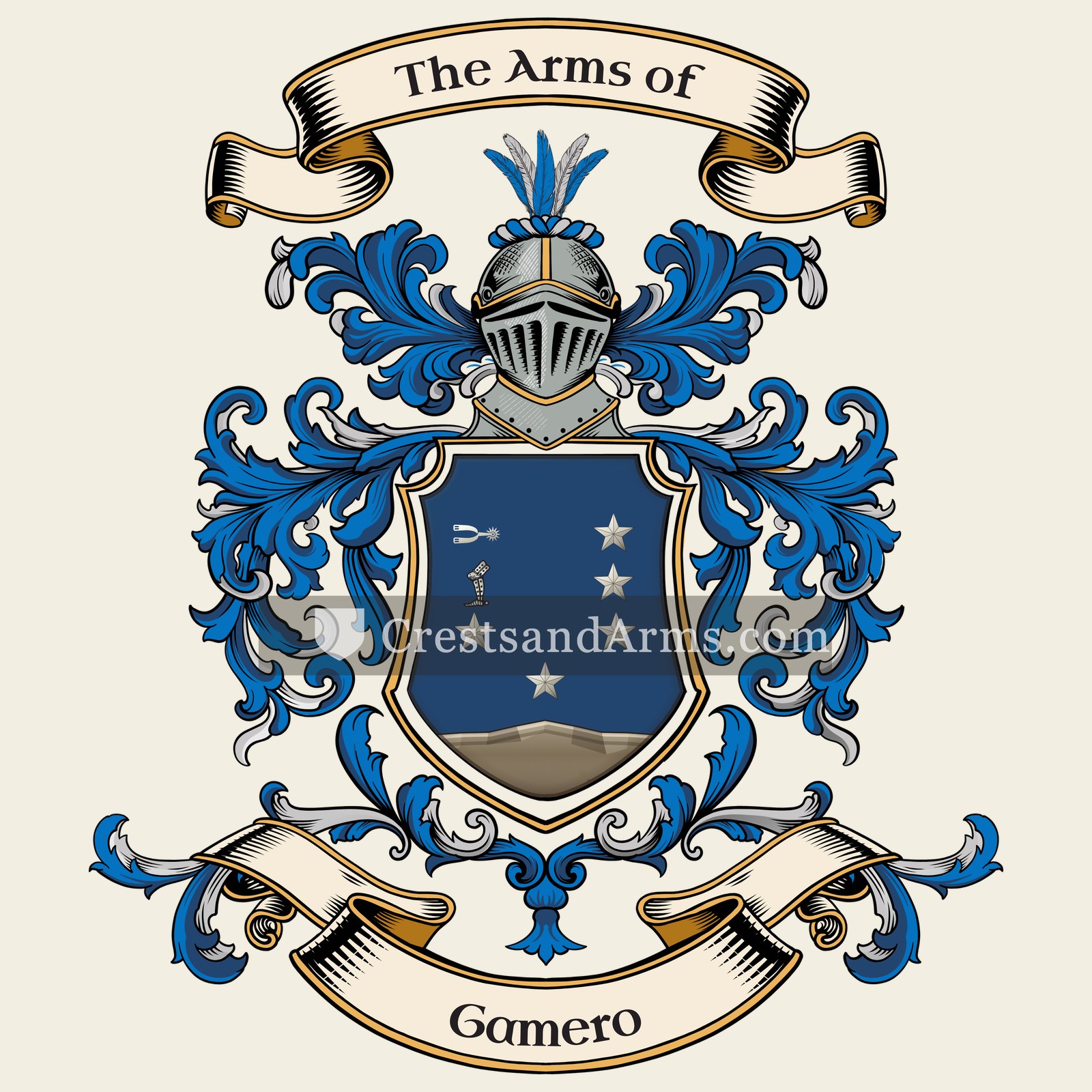 The Gamero coat of arms, drawn from the recorded blazon
