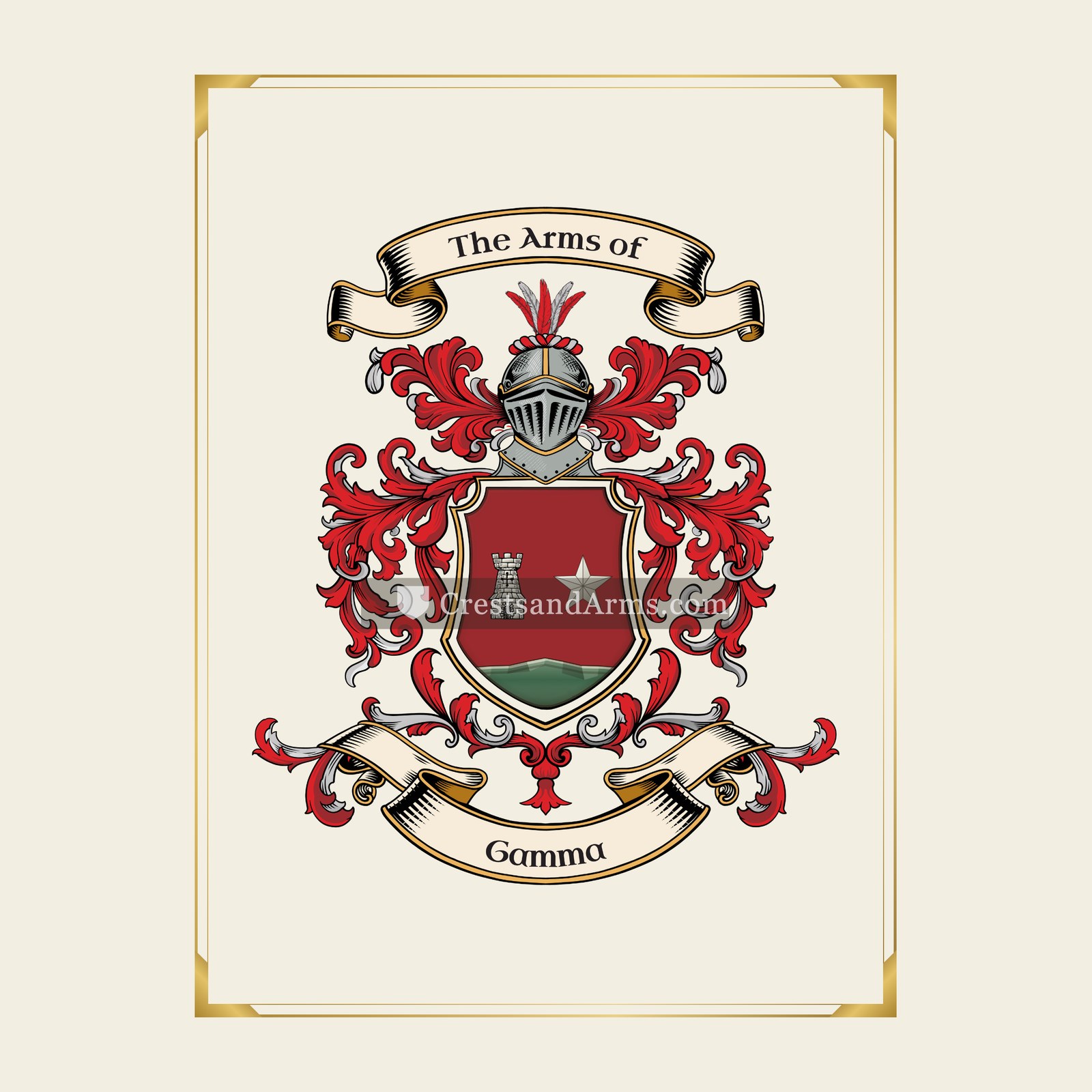 With gold border