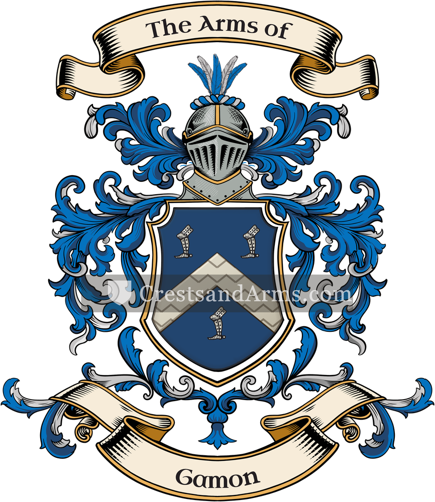 The Gamon coat of arms, drawn from the recorded blazon