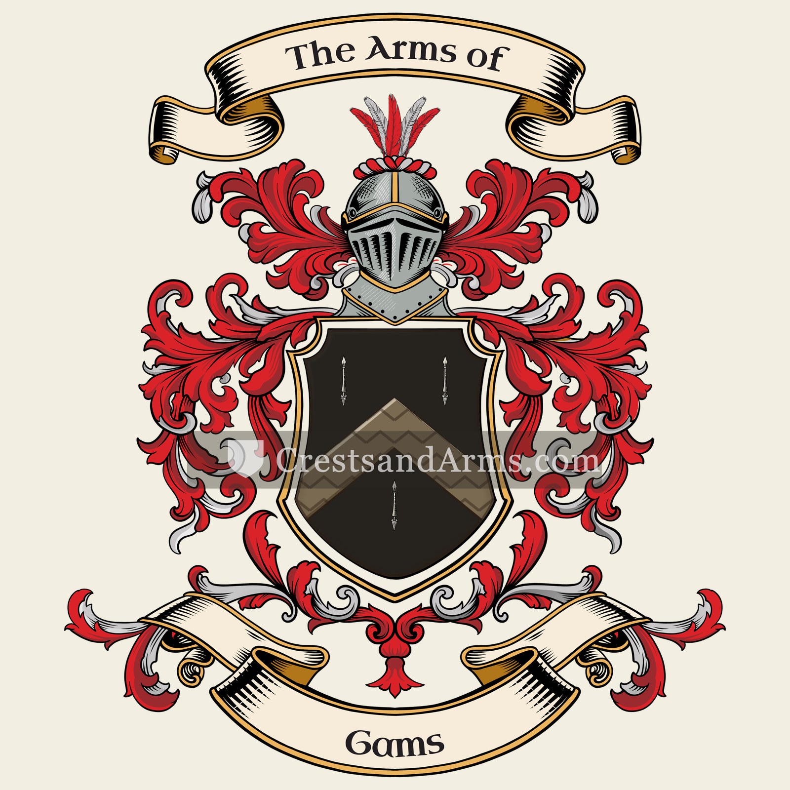 The Gams coat of arms, drawn from the recorded blazon