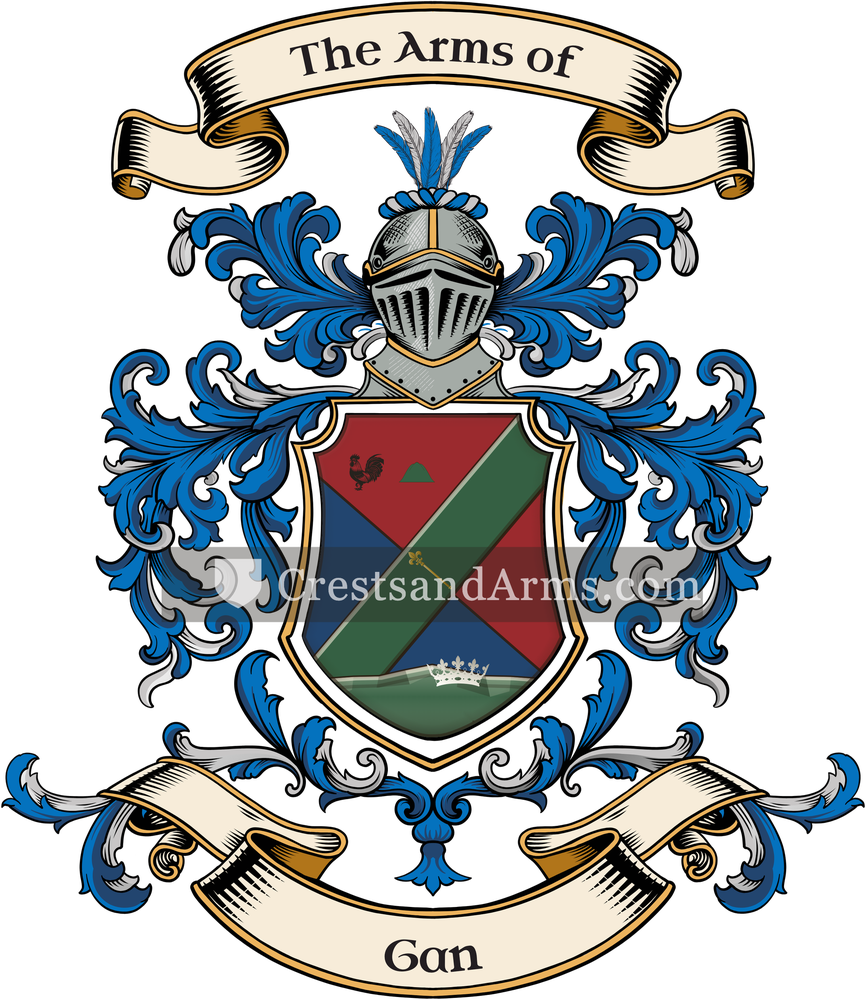 The Gan coat of arms, drawn from the recorded blazon