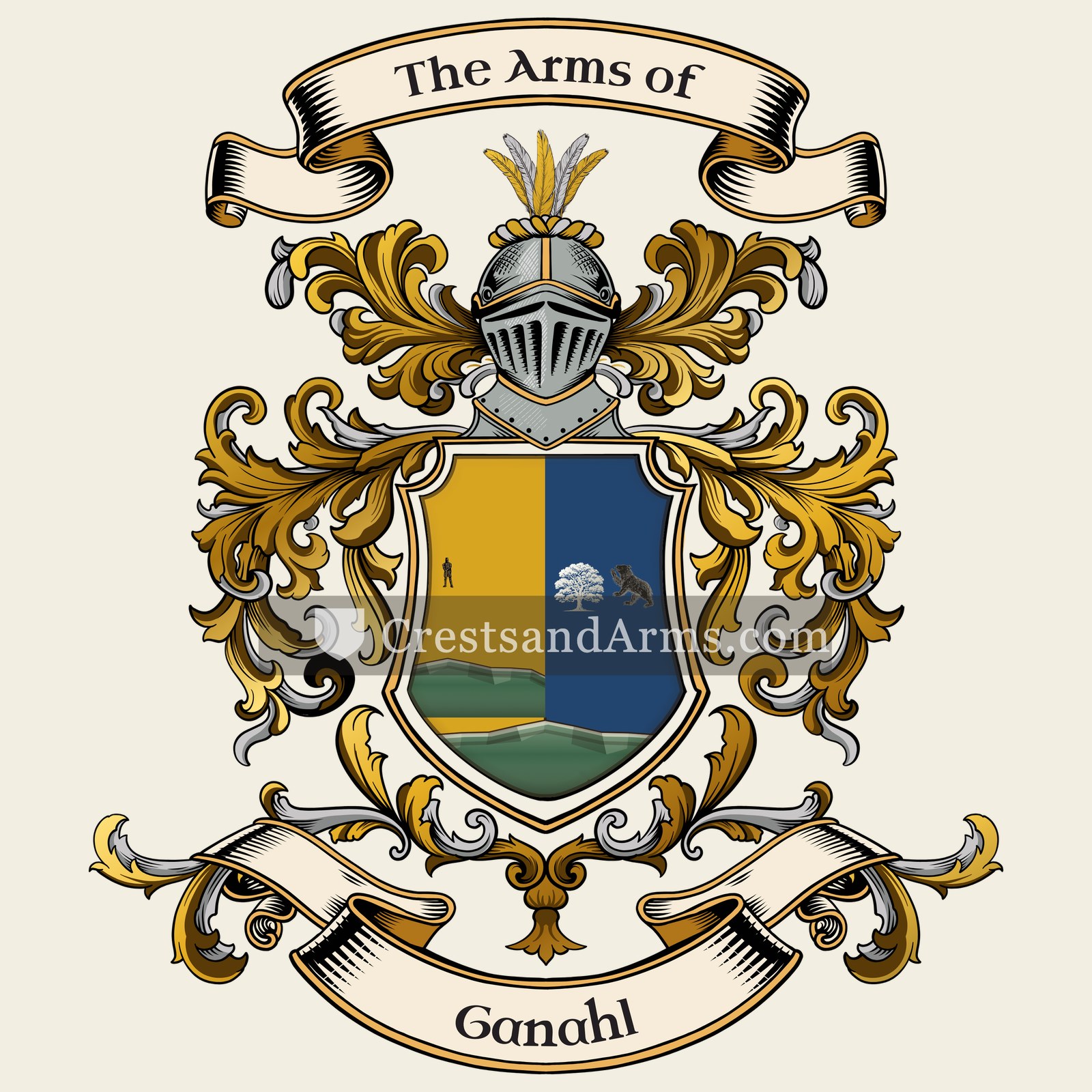 The Ganahl coat of arms, drawn from the recorded blazon