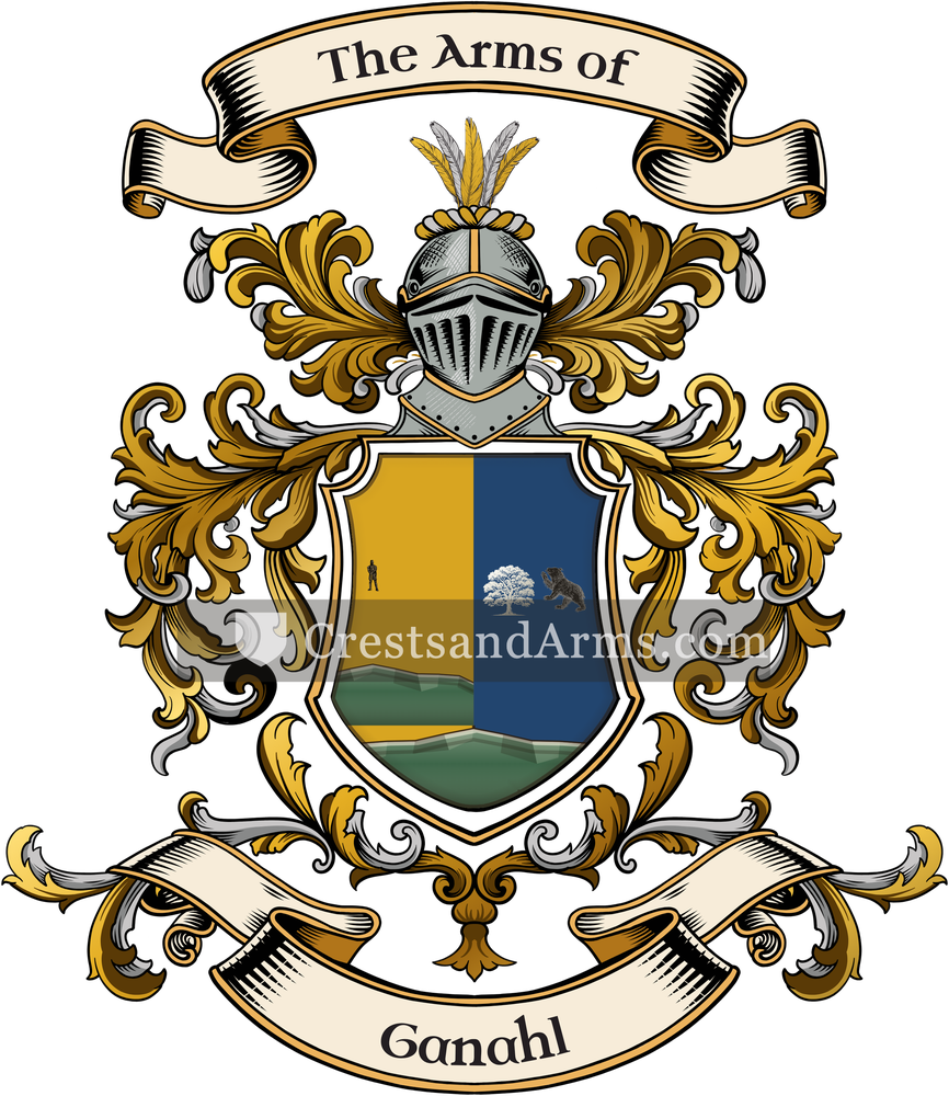 The Ganahl coat of arms, drawn from the recorded blazon