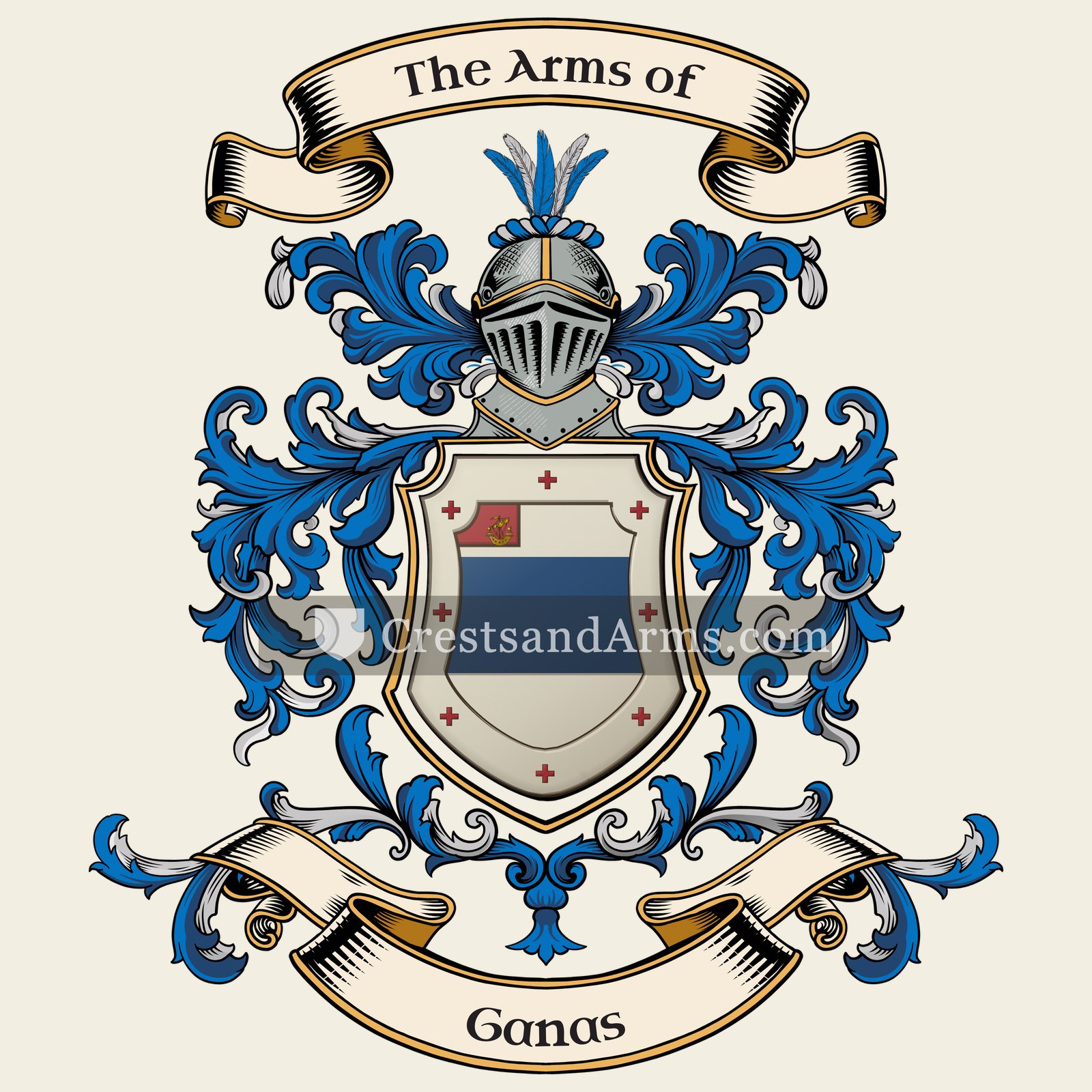 The Ganas coat of arms, drawn from the recorded blazon