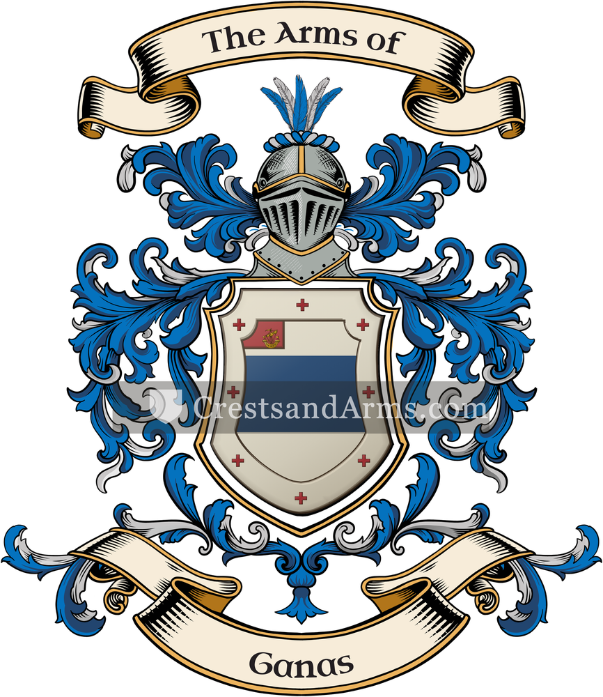 The Ganas coat of arms, drawn from the recorded blazon