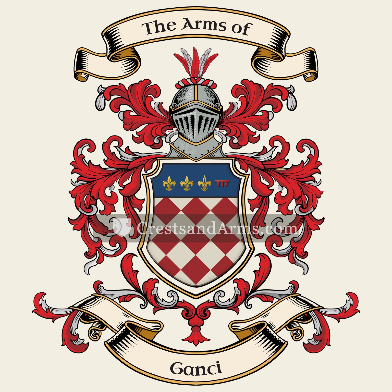 The Ganci coat of arms, drawn from the recorded blazon